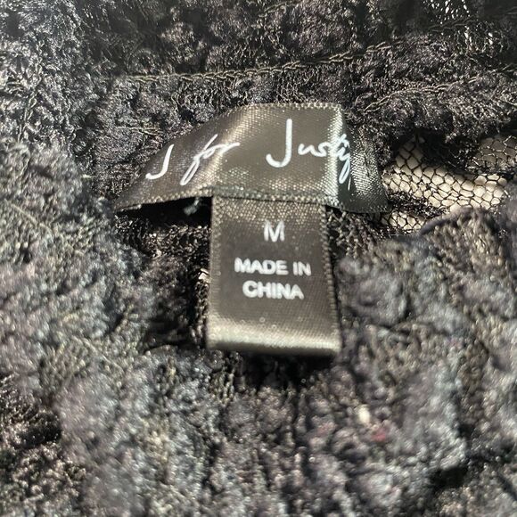 J FOR JUSTIFY Lace Sheer Blouse High Neck Long Sleeve Romantic Womens M Black - Picture 3 of 13